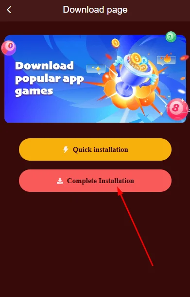 Click on complete installation
